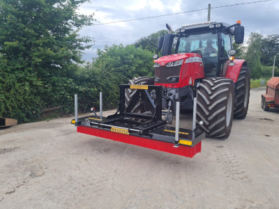 Sweeper 8ft/2.4m on Pallet Forks & A-Frame - Yard brush sweeper attachments manufactured by Michael Holohan Engineering, Laois, Ireland